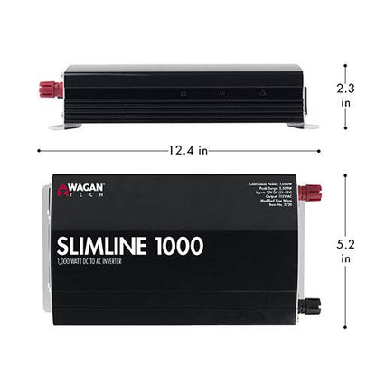 EL3720 1000W Slimline Plus AC to DC Power Inverter 1000 Watt TrueRated Continuous 2500 Watt Surge Power DC 12V to AC 110V Modified Sine Wave 3 AC Outlets and 2A USB Charging Port