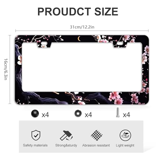 Watercolor Cherry Blossom License Plate Frames