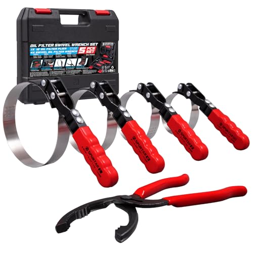 5pcs Swivel Oil Filter Wrench Set 12" Oil Filter Removal Tool (5 Count)
