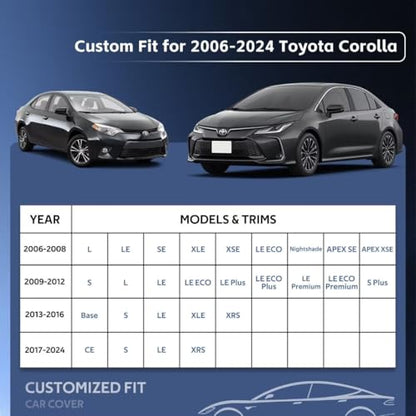 10 Layers Car Cover Custom Fit for Toyota Corolla Sedan
