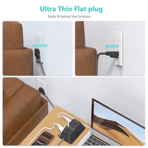 Surge Protector Power Strip with 6 Widely AC Outlets 4 USB Ports