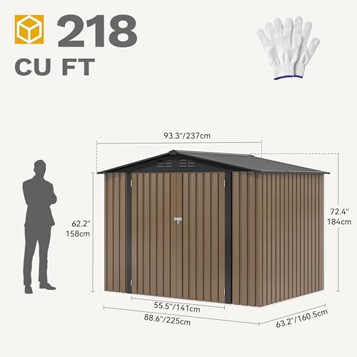 8'x6' Large Metal Outdoor Storage Shed