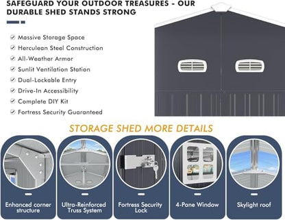 13x20x8.3' Metal Garage Shed with Base Floor Kit
