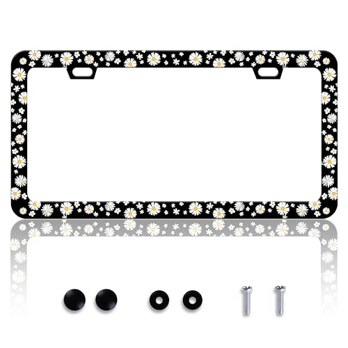 Beautiful Daisy License Plate Frame Daisies Stainless Steel 6x12 Inch 2Hole