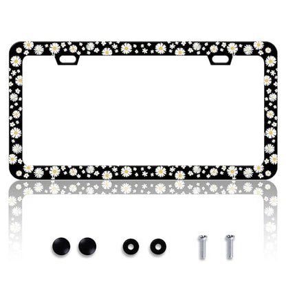Beautiful Daisy License Plate Frame Daisies Stainless Steel 6x12 Inch 2Hole