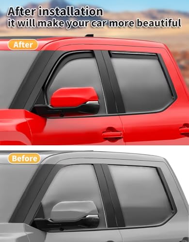 Window Visors Rain Guards for Toyota Tundra CrewMax 2022 (4 Count)