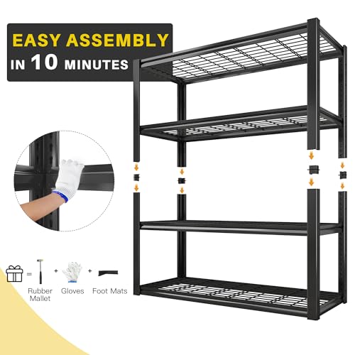 40" W Storage Shelves with Wire Mesh Panels for Garage Organization