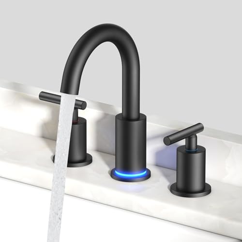 Bathroom Sink Faucet 3 Hole Black 8 Inch Widespread