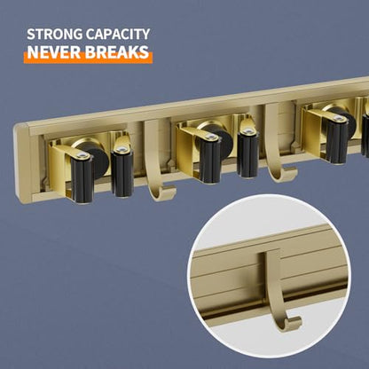 Broom Holder Wall Mount Mop Hanger Tools organizer 5Racks 4Hooks