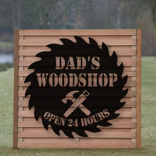 Personalized Dads Woodshop Metal Sign