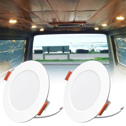 2 Pack RV Recessed LED Ceiling Lights 12V 3”