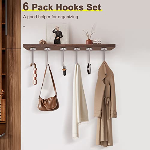 Coat Hooks Wall Mount Hooks for Hanging Hat Hurse Robe (6 Count)