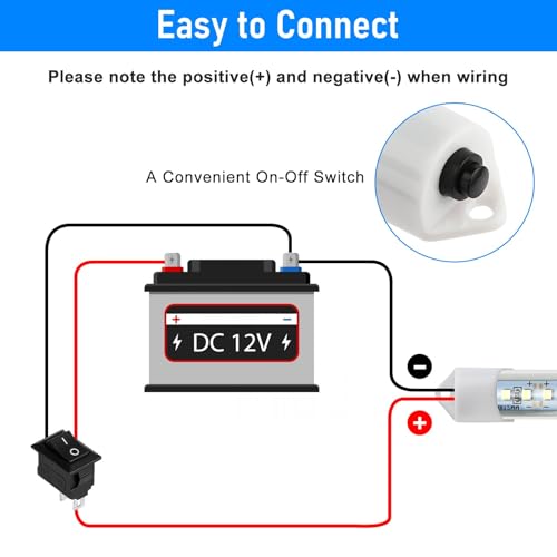 2PC 12V LED Interior Light Bar 6500K 700LM with Switch for RV Van (2 Count)