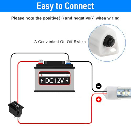 2PC 12V LED Interior Light Bar 6500K 700LM with Switch for RV Van (2 Count)