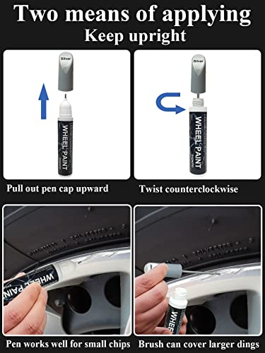Silver Rim Touch Up Paint Rim Scratch Repair Pen Wheel Touch Up Paint Car Rim Paint Pen Universal Color Silver Wheel Paint