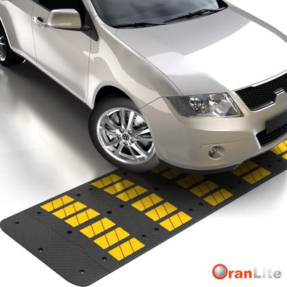 35" inch Width Speed Humps Rubber Speed Bumps for Saftey Combinable High Visibility Durable Ramps