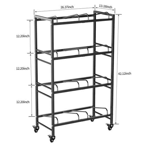 Heavy Duty 4 Tiers Water Jug Rack Double Row with Wheels