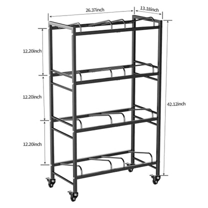 Heavy Duty 4 Tiers Water Jug Rack Double Row with Wheels