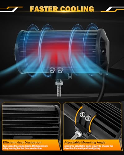 7 Inch LED Light Bar 6 Modes Amber White Series LED Pod Lights (2 Count)