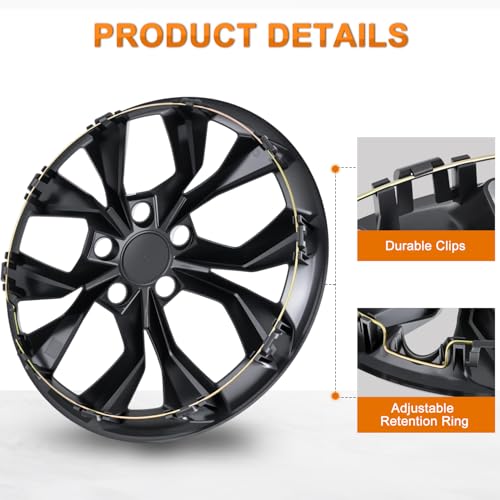 Wheel Cover Hubcaps 17 Inch Compatible with Honda CR (4 Count)