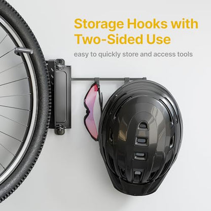 Swivel Bike Wall Mount with 2 Storage Hooks