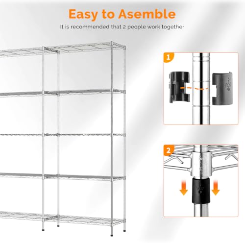 70" W Storage Shelves 1600LBS Heavy Duty Metal Shelving (5 Count)