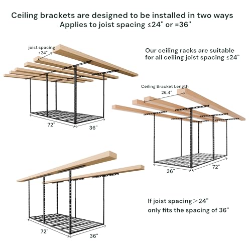 3x6 Overhead Garage Storage Rack Organization