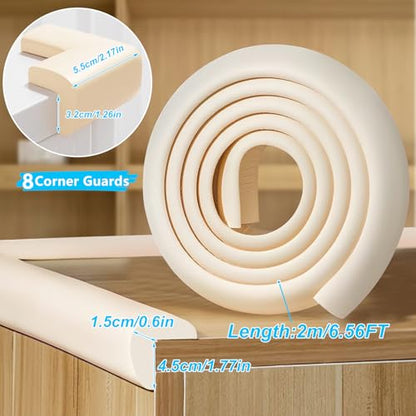 Foam Baby Edge Protector Strip Furniture Safety 1 Rolls+ 8 Corners (8 Count)