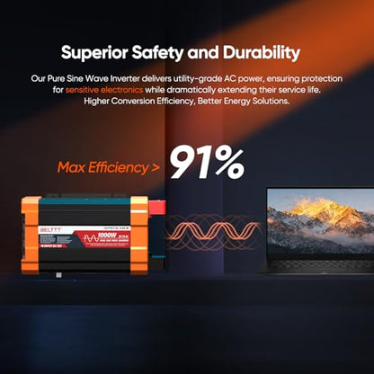 1000Watt Pure Sine Wave Inverter 12V DC to 120V AC