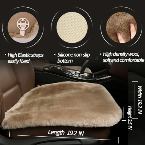 Genuine Sheepskin Car Seat Cushion Seat Covers for Cars Trucks SUV Comfort Seat Protector Pad for Car Driver Seat Car Accessories for Women Office Chair Car Decor