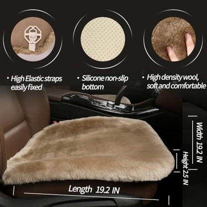 Genuine Sheepskin Car Seat Cushion Seat Covers for Cars Trucks SUV Comfort Seat Protector Pad for Car Driver Seat Car Accessories for Women Office Chair Car Decor