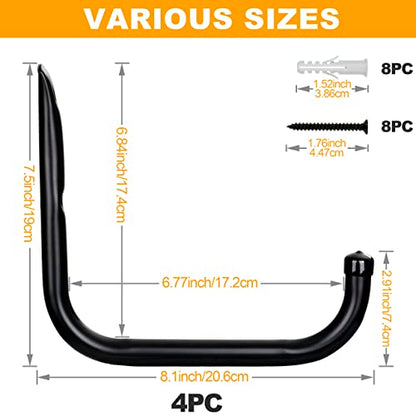 Wall Hooks for Garage Garden (4 Count)
