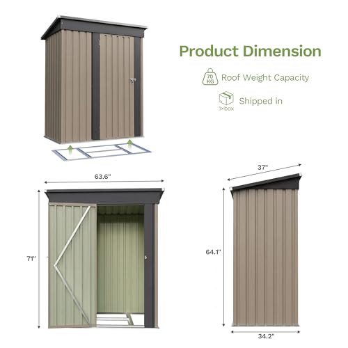 5x3 FT Outdoor Storage Shed with Floor Frame