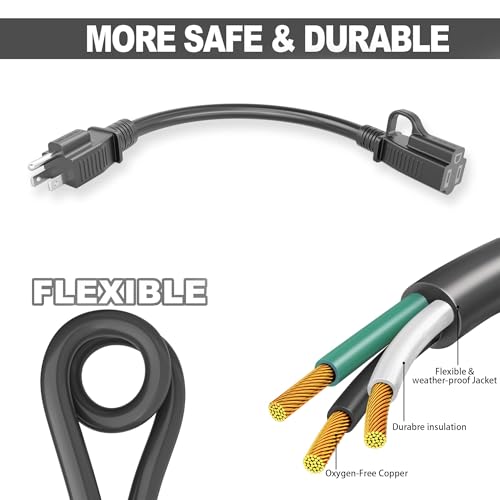Indoor Black Extension Cord 10 FT 2Pack Waterproof 16