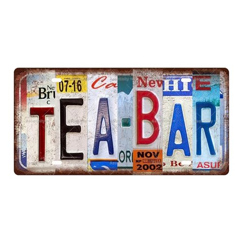 TEA BAR Space Vintage Metal Tin Sign License Plate Bar Cafe Garage Cave Home Room Wall Bathroom Farmhouse Garden Porch Patio Decor