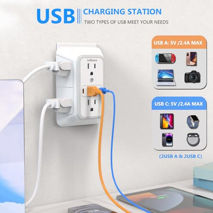 2 Pack Outlet Extender Surge Protector (2 Count)