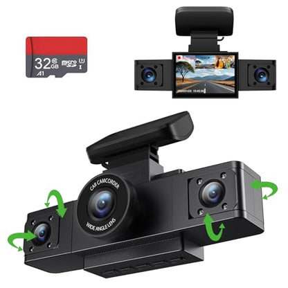 3 Channel 1080P Dash Cam Front and Inside Left