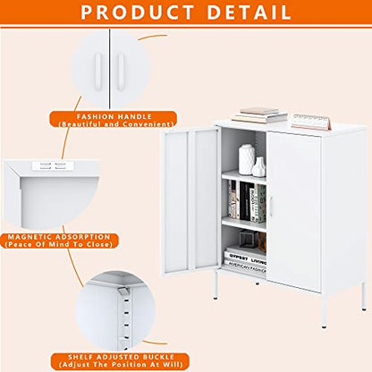 Metal Storage Cabinet with Doors and Shelves