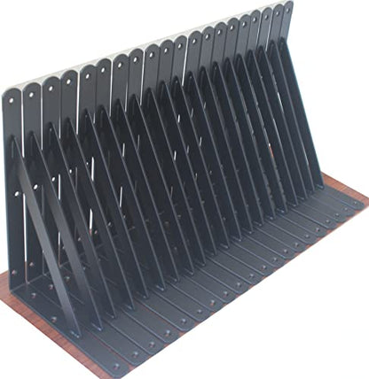 20 Pack L12 x H 8" Black Heavy Duty Shelf Brackets with Screws Metal Shelf Brackets Shelf Support Angle Brackets for Shelves L Brackets Heavy Duty Floating Shelf (20 Count)