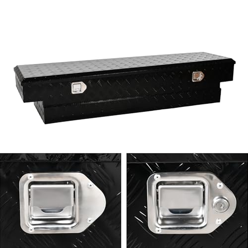 69 Inch Heavy Duty Aluminum Tool Box Wide Utility Trailer Stripes Plated
