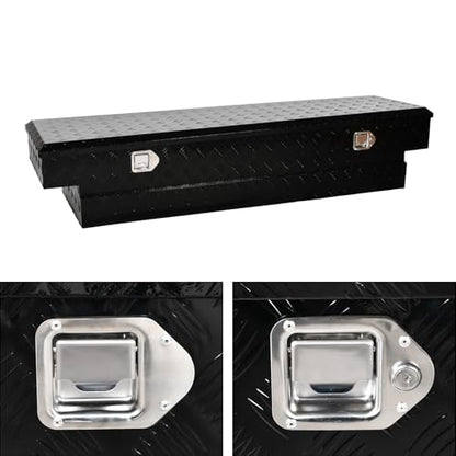 69 Inch Heavy Duty Aluminum Tool Box Wide Utility Trailer Stripes Plated