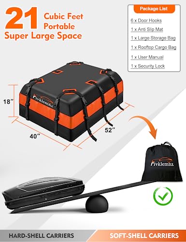 21 Cubic Rooftop Cargo Carrier Waterproof Soft Car Roof Bag