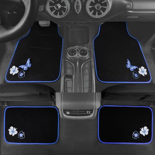 Universal Fit Embroidery Butterfly and Flower Car Floor Mats