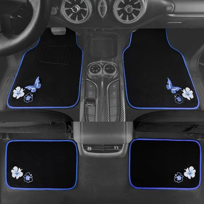 Universal Fit Embroidery Butterfly and Flower Car Floor Mats