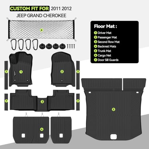 All Weather TPE Floor Mat Set for 2011 2012 Jeep Grand Cherokee