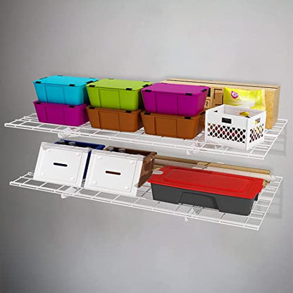 2 Pack 2x4ft Garage Shelving Wall Mounted Storage Rack (2 Count)