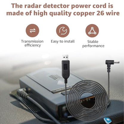 USB to DC3.5 for Cobra Uniden Whistler & Radenso Radar Detector Power Cord (6 Foot)