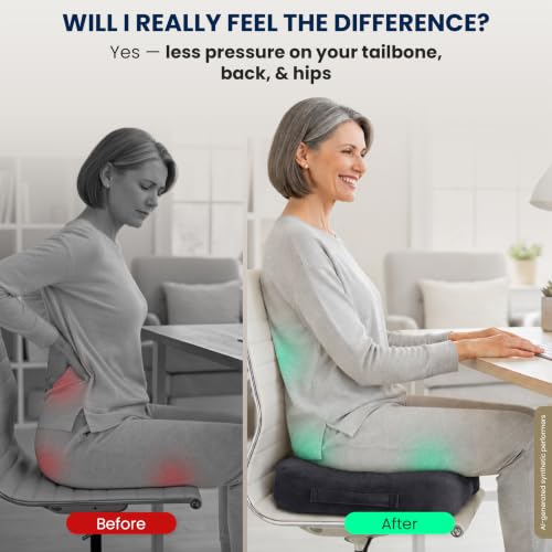 Seat Cushion Memory Foam Chair Cushion for Tailbone Pain Relief