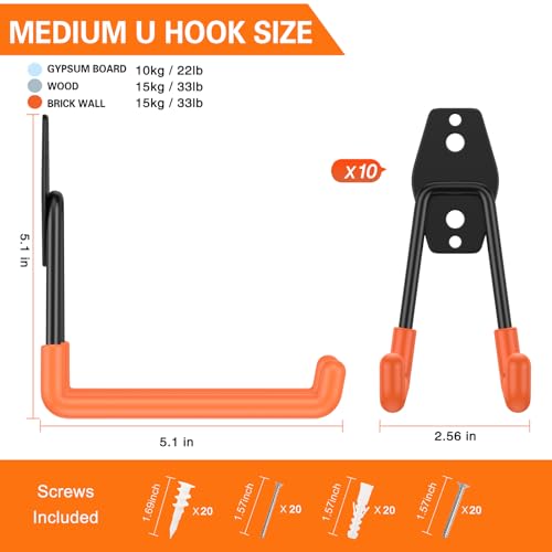 Garage Hooks Heavy Duty 10 Pack