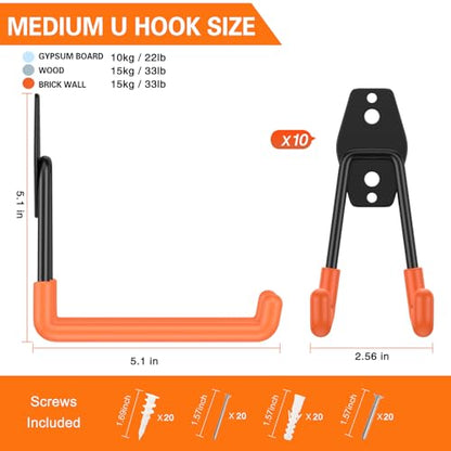 Garage Hooks Heavy Duty 10 Pack